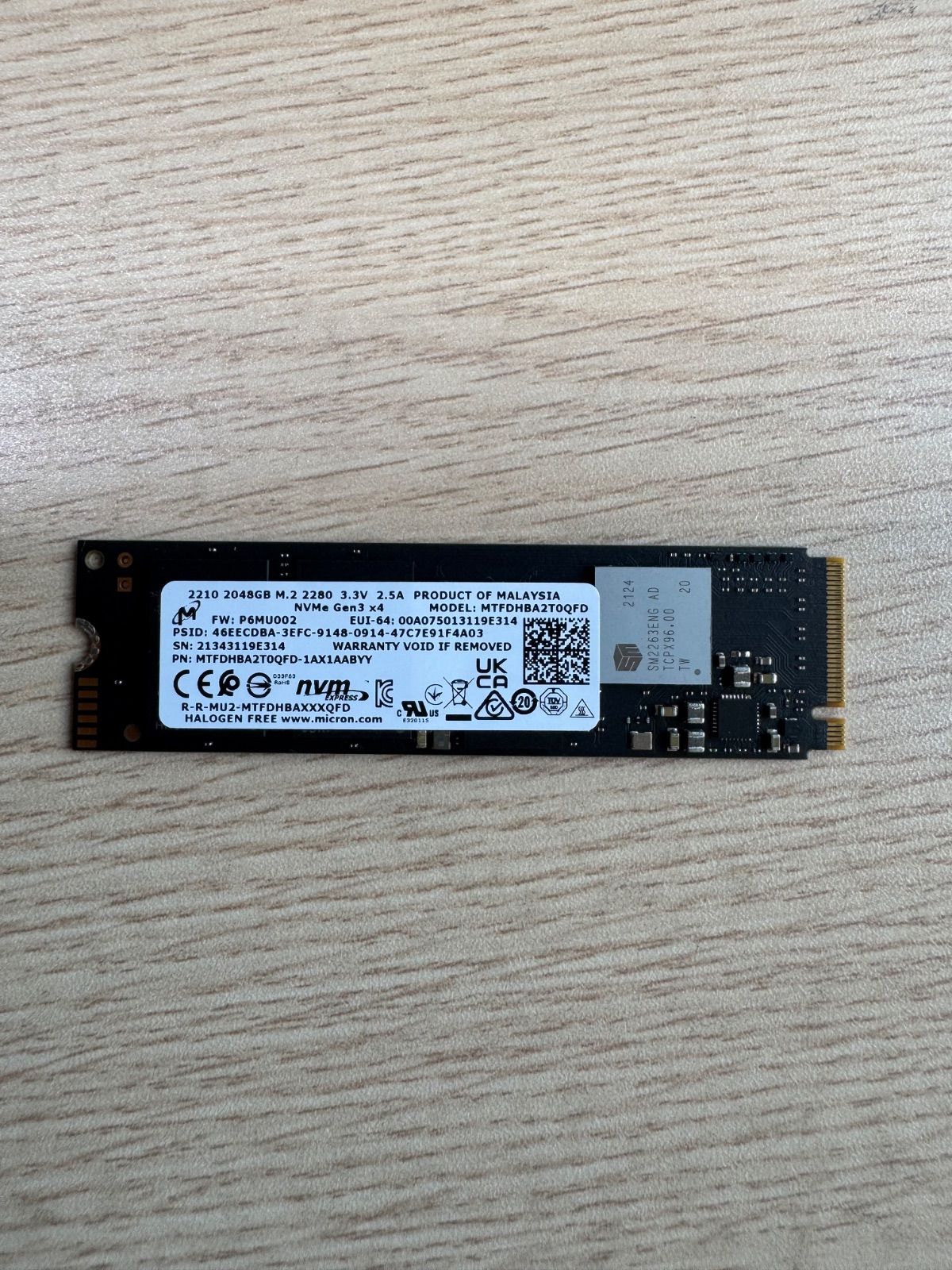 【動作確認済】【すぐ発送可能】Micron NVMe SSD 2TB 高速 M.2