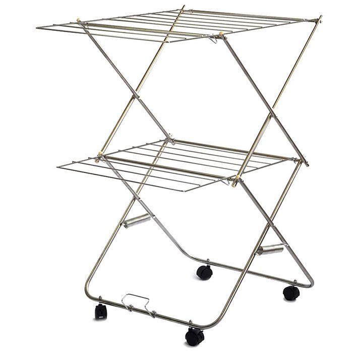 新品 タワー型室内物干し 2段 大木製作所【室内物干し 折りたたみ コンパクト 大容量 ステンレス 日本製】