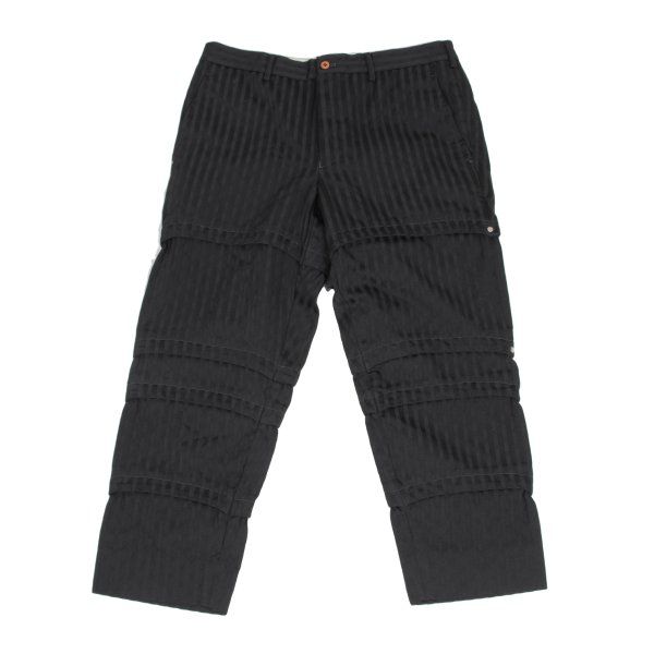 コムデギャルソン オムプリュスCOMME des GARCONS HOMME PLUS ストライプドット織りポリ甲冑パンツ 黒L