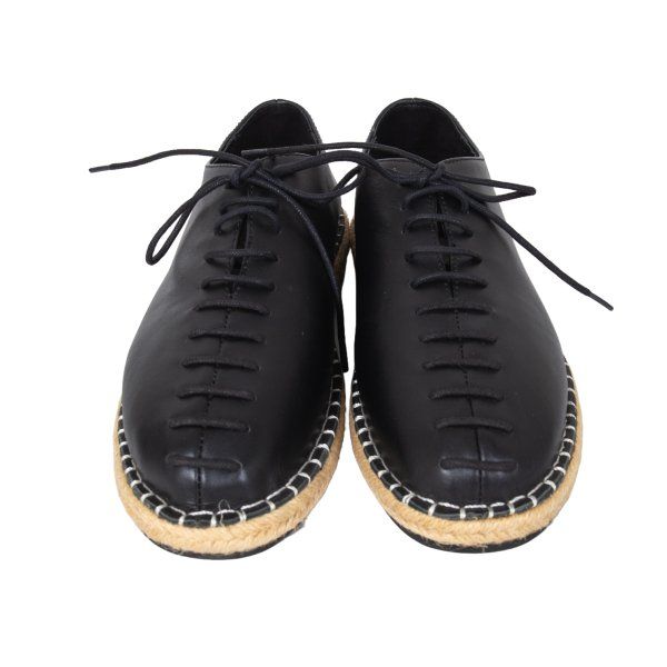 未使用 ヨウジヤマモト +NOIR レザーシューズ 黒 6 24.5-25cm ヨウジヤマモト ノアールYohji Yamamoto NOIR ロープソールレース