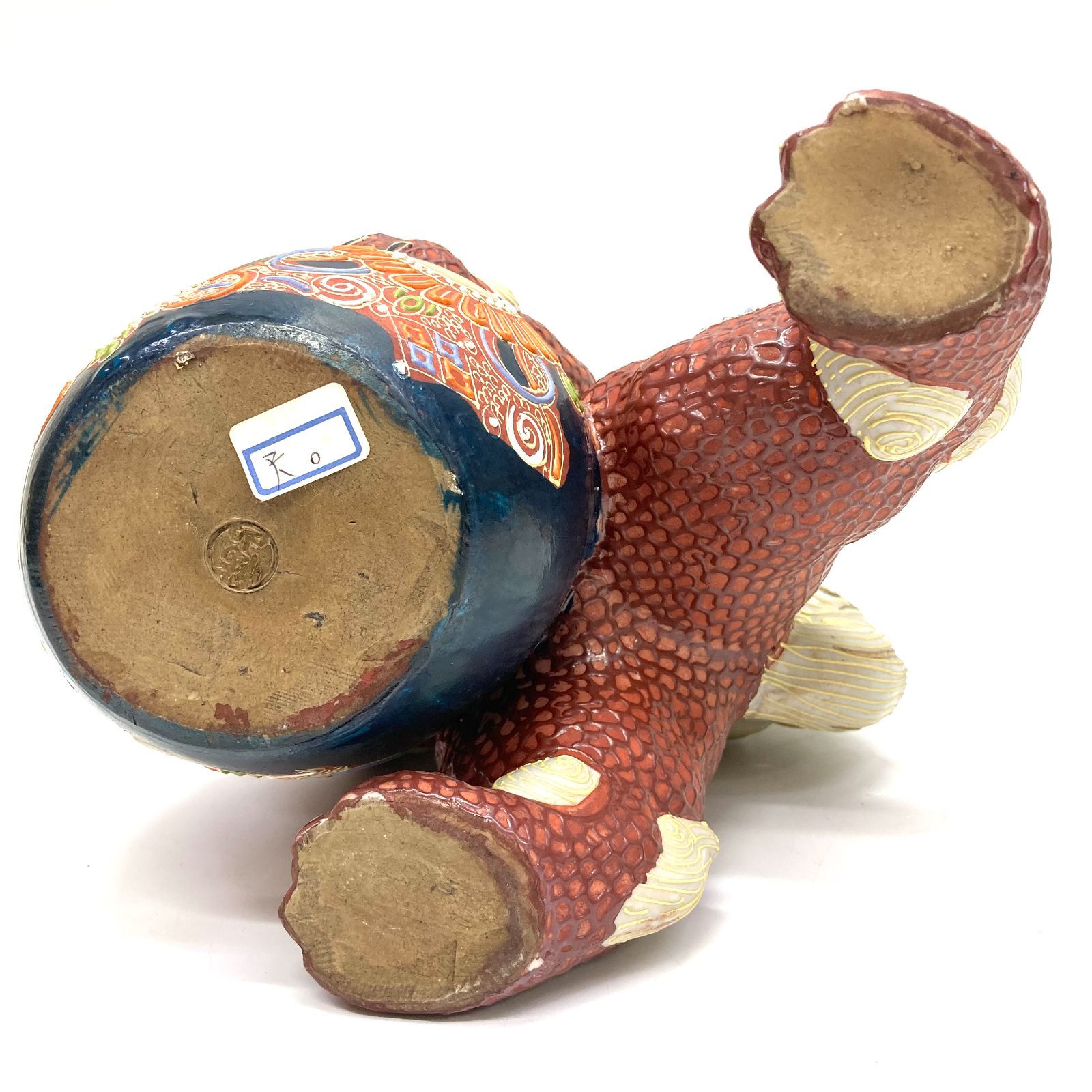 ② t) 九谷焼 幡山 玉乗り獅子 シーサー 狛犬 まり 金彩 骨董品 陶器製