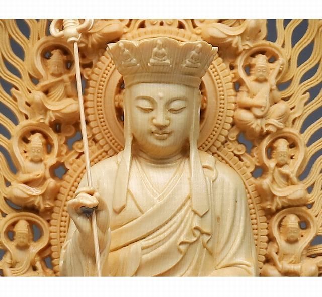 ☆地蔵菩薩像 匠人手作り 檜木 仏像 手工 彫刻 高級 インテリア 木彫
