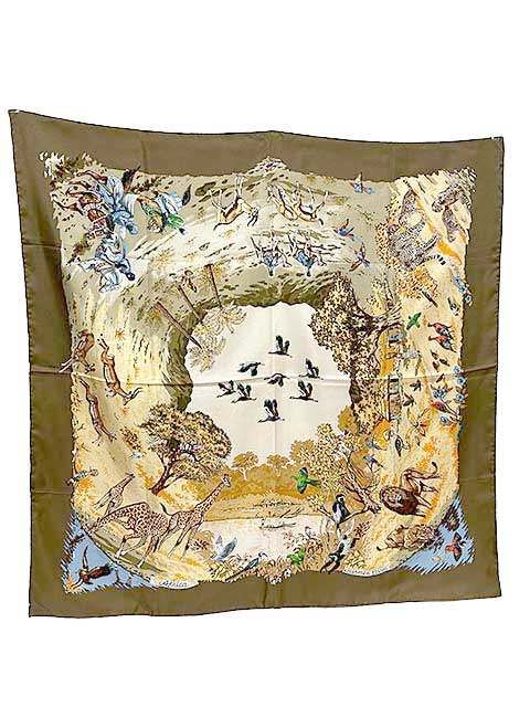 中古】HERMES エルメス シルク 大判 スカーフ カレ 90 AFRICA アフリカ