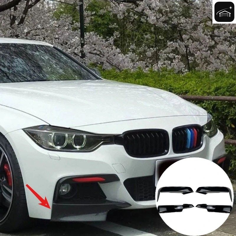 BMW F30 F31 Mスポーツ 2012-2019 フロントバンパーリップスプリッッターカナードスポイラー用カーフォグランプアイブロウフレームカバーグ