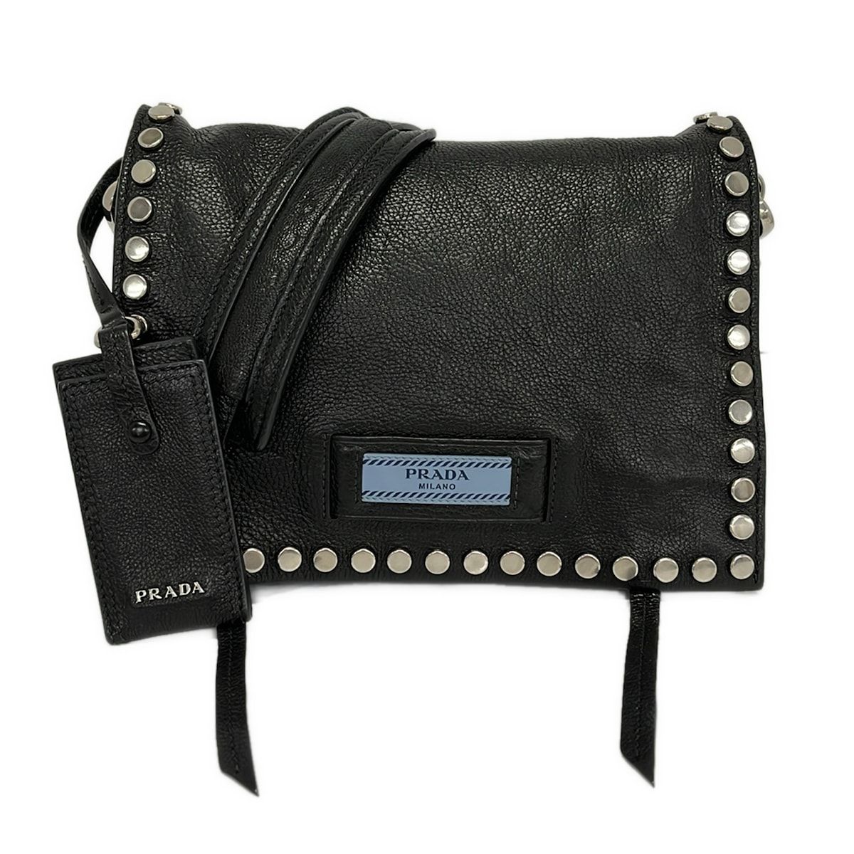 PRADA(プラダ) ショルダーバッグ エティケット 1BD082 黒 スタッズ レザー