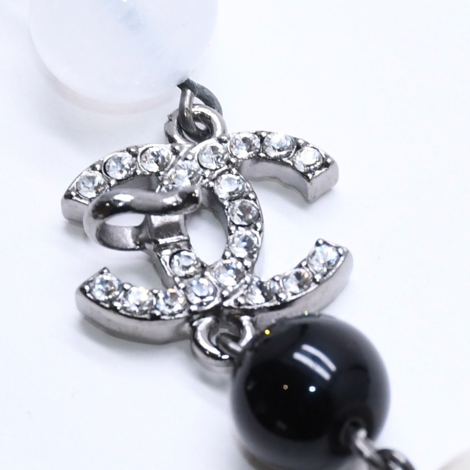 極美品 CHANEL シャネル ココマーク付きフェイクパール&ブラックビーズ