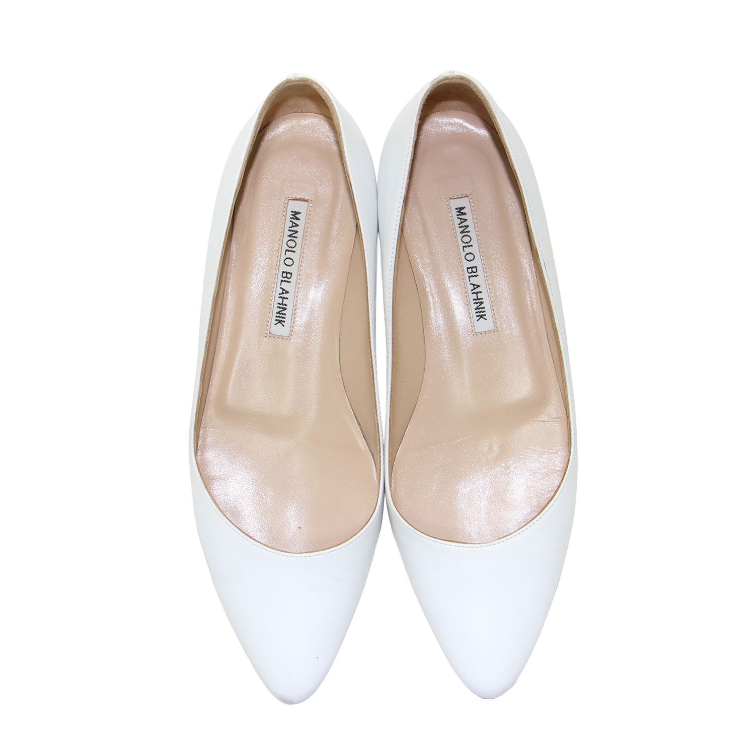 MANOLO BLAHNIK ホワイトパンプス MANOLO BLAHNIK マノロブラニク サイズ:36.5(23.5cm) フラットパンプス