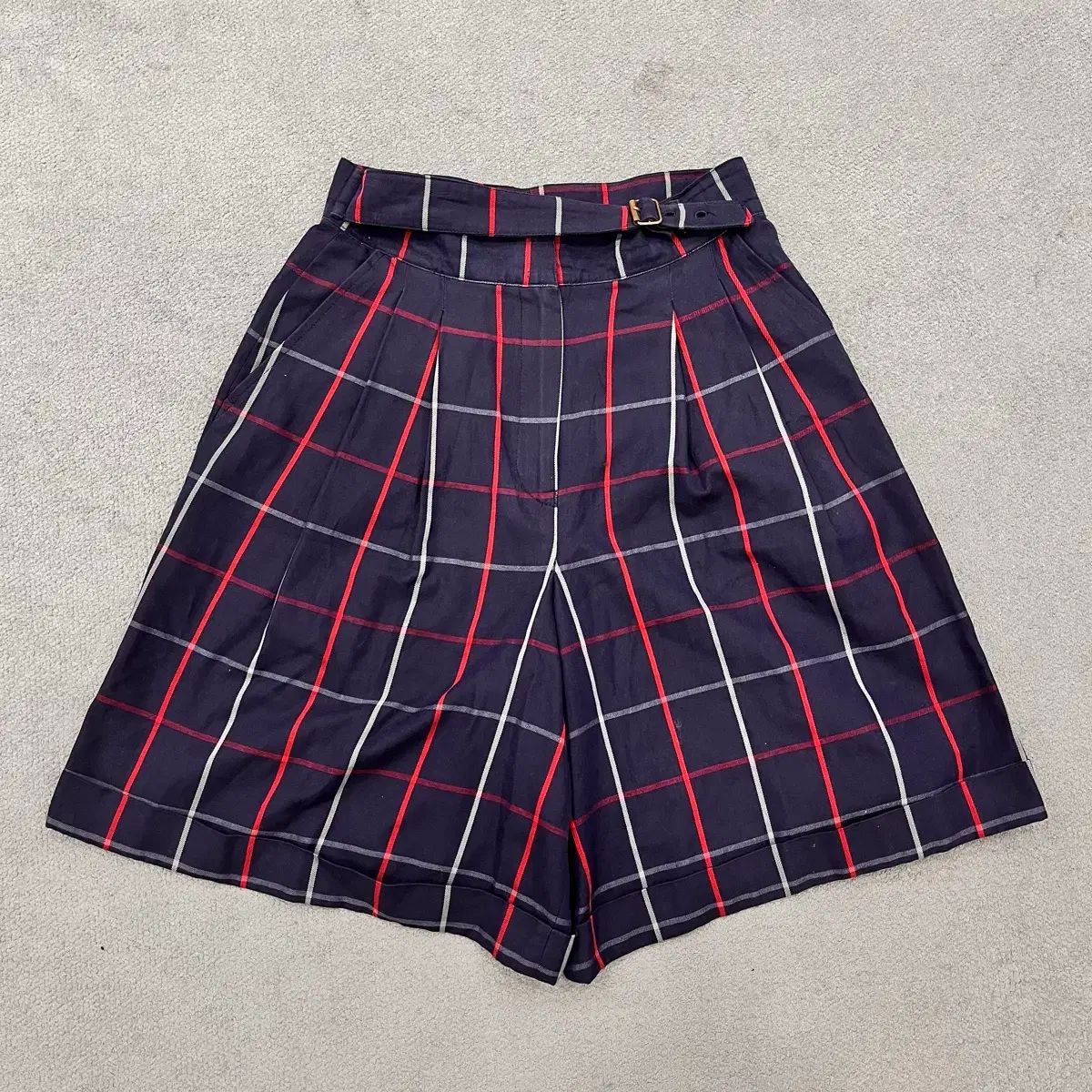 44-55 バーバリー レディース ベルト付き CHECK ワイド ハーフパンツ
