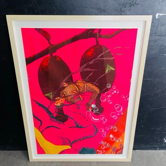保管品 横尾忠則 シルクスクリーン ワンダーランド 73/100 サイン有 額サイズ87x117x3cm 絵サイズ72x102cm アート 美術/303966