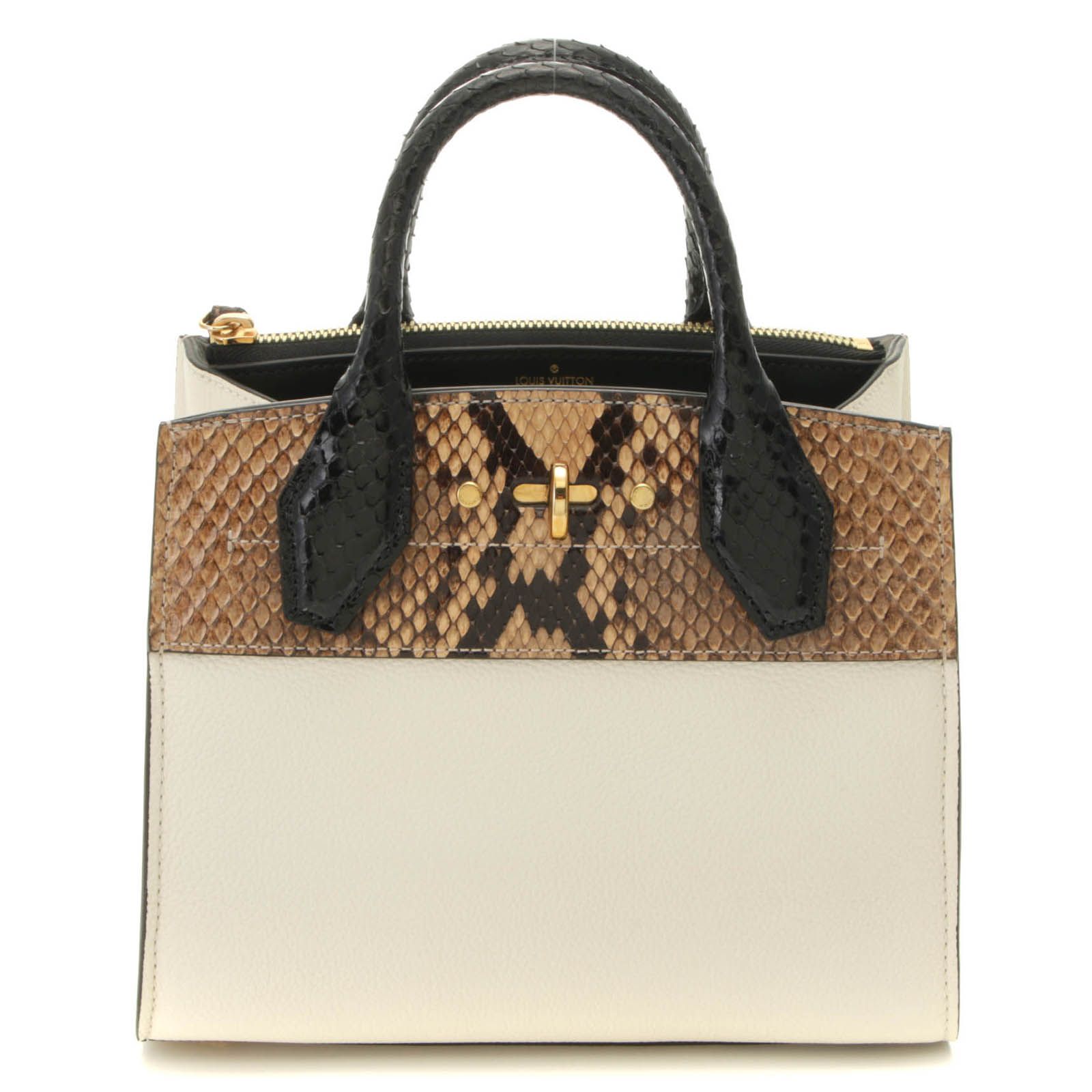 LOUIS VUITTON ルイ・ヴィトン シティスティーマーMINI カーフ/パイソン ホワイト/ブラック N95975 ショルダーバッグ カーフ ホワイト/ブラック レディース【中古】436