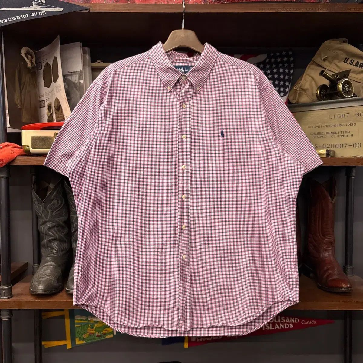 00s POLO RALPH LAUREN(ポロラルフローレン) クラシックフィット カジュアル ギンガムチェック ボタンダウン 半袖 シャツ N2094