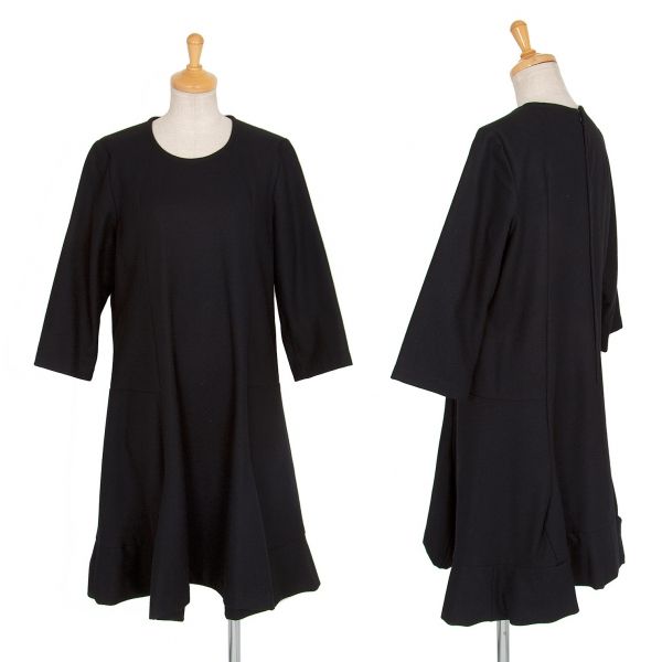 ローブドシャンブル コムデギャルソンrobe de chambre COMME des GARCONS メルトンウール切替デザインワンピース 黒M位