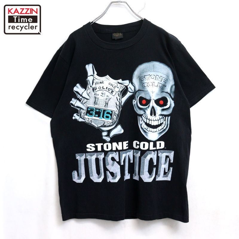 90s USA製 vintage WWF STONECOLD レスリング 半袖Ｔシャツ メンズ 表記Lサイズ