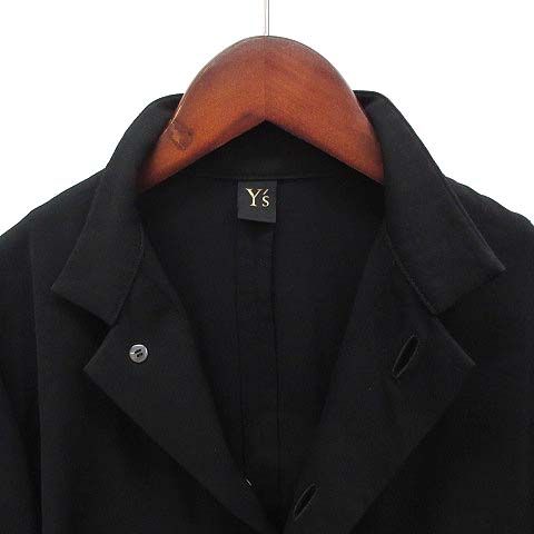 美品　Y'S　ウールギャバ　スタンドカラー　ジャケット　3サイズ ワイズ Y's ウール ギャバジン スタンドカラー ジャケット ブラック 黒