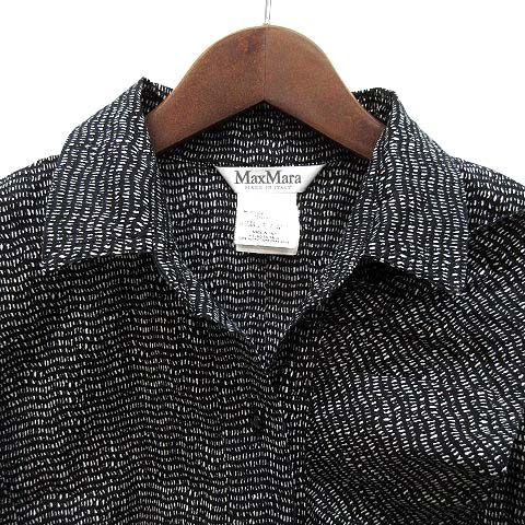 シルク100% イタリア製 Max Mara マックスマーラ 総柄 長袖 シャツ 