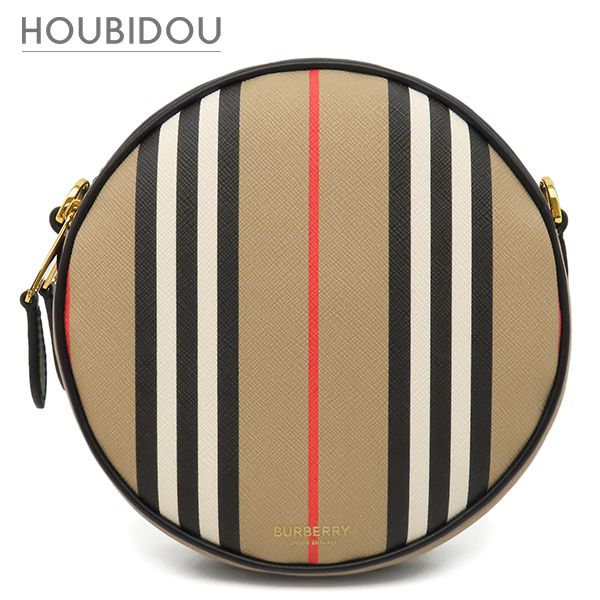 バーバリー BURBERRY ショルダーバッグ アイコンストライプ ルイーズバッグ ポリウレタン レザー 熱可塑性ポリウレタン アーカイブベージュ ゴールド金具 チェック ショルダー クロスボディ 8051846 【保存袋】【中古】