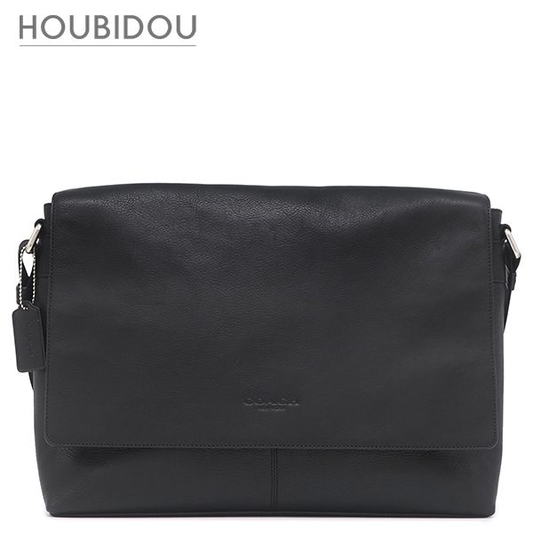 コーチ COACH ショルダーバッグ チャールズ メッセンジャーバッグ レザー ブラック シルバー金具 黒 F54792【中古】