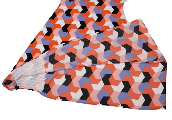イッセイミヤケISSEY MIYAKE 幾何学プリントプリーツ切替半袖