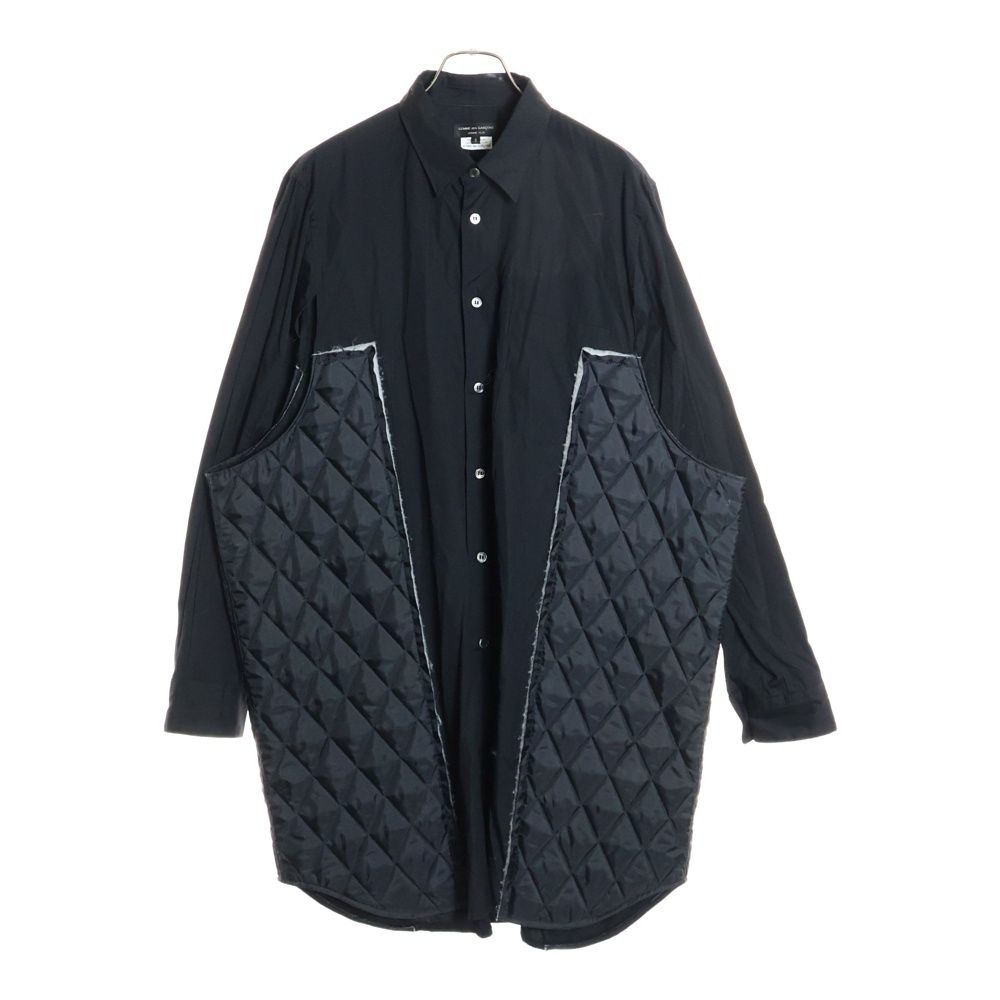 COMME des GARCONS HOMME PLUS (コムデギャルソンオムプリュス) AD2017 キルティング切り替え 7B レギュラーカラー 長袖シャツ ブラック PB-B019