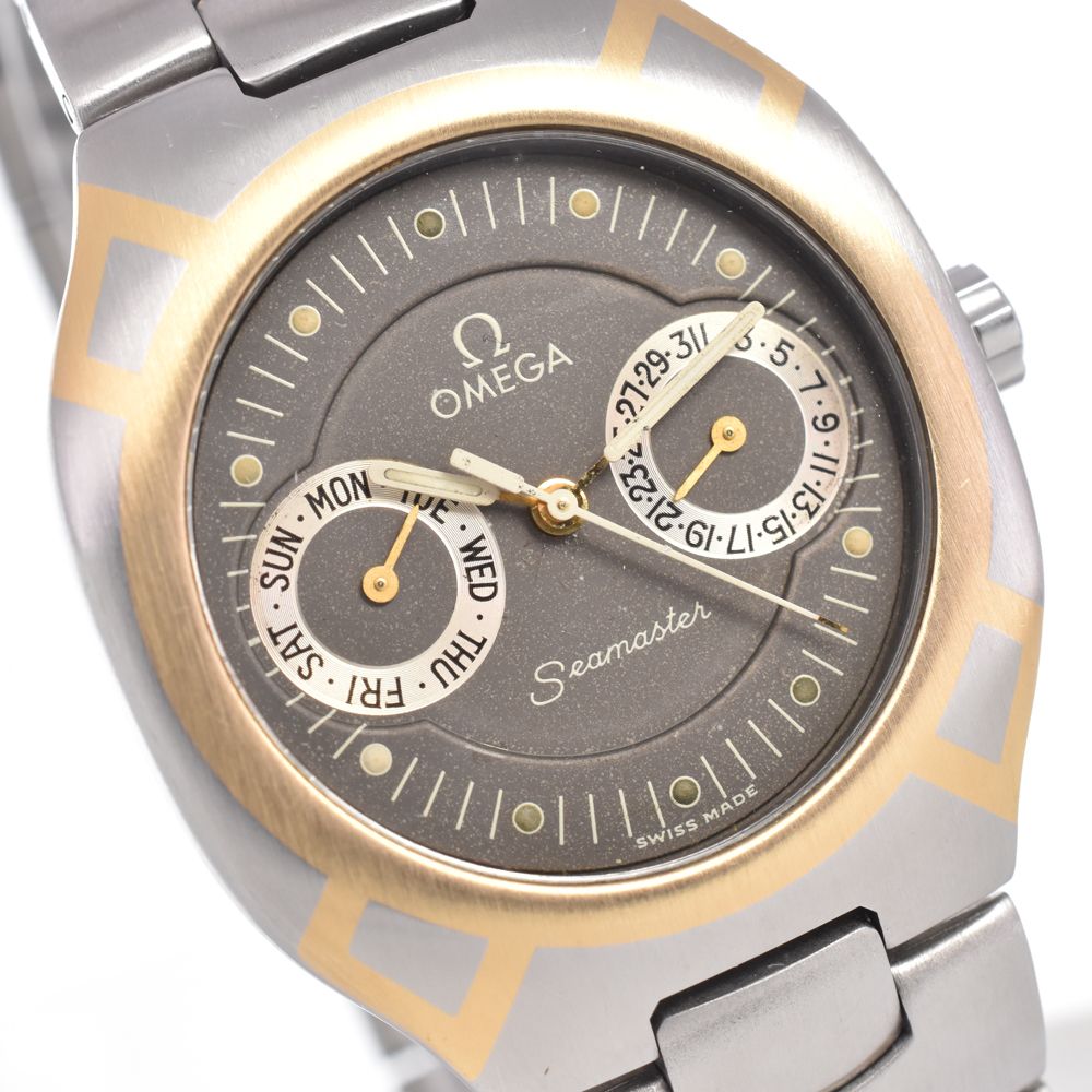 オメガ OMEGA シーマスター ポラリス デイデイト SS/K18YG グレー