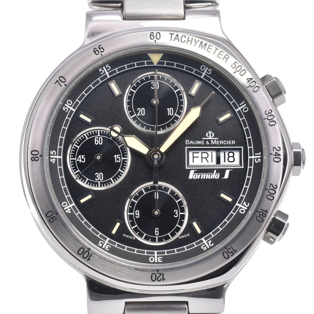 ボーム＆メルシェ Baume & Mercier MOF00039/MV04F013 フォーミュラS ブラック 自動巻き メンズ 美品 箱・保証書付き 腕時計 R#149392