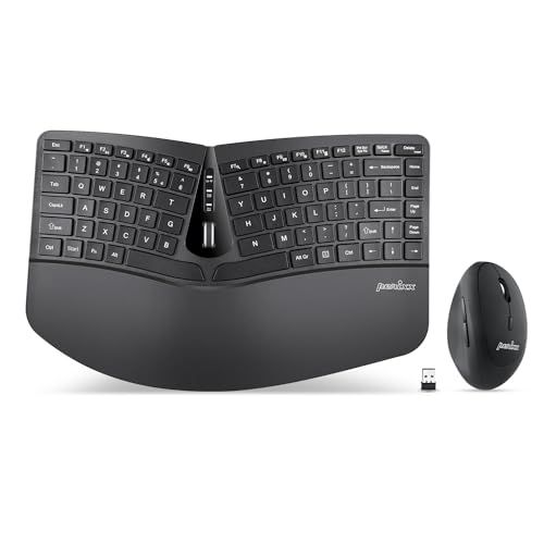 Perixx ぺリックス PERIDUO-606 エルゴノミクス ワイヤレス ミニキーボード マウスセット 調節可能パームレスト付き チルトホイール搭載 メンブレン式 (ワイヤレス 英語配列)yu