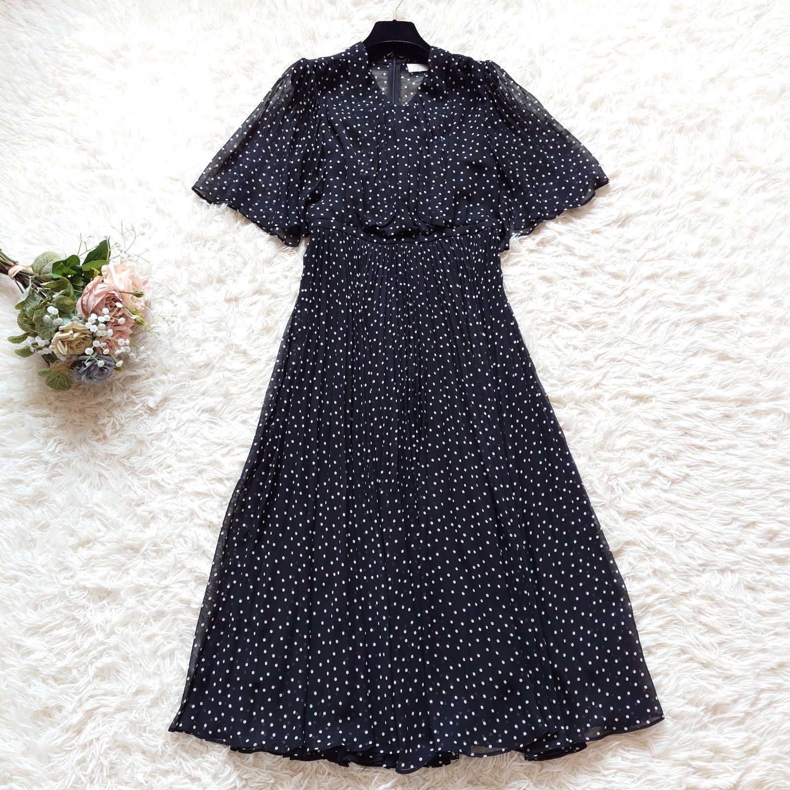 美品 CELFORD セルフォード バリエーションプリーツワンピース ドット 