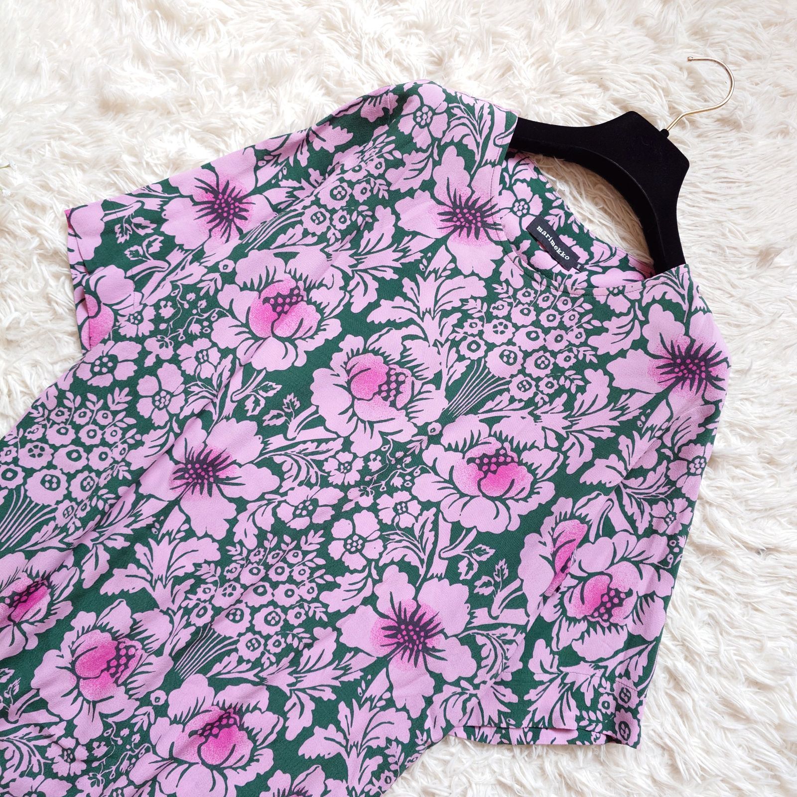 美品 Marimekko マリメッコ Lidia Juhannus ワンピース 総柄 花柄 ビス