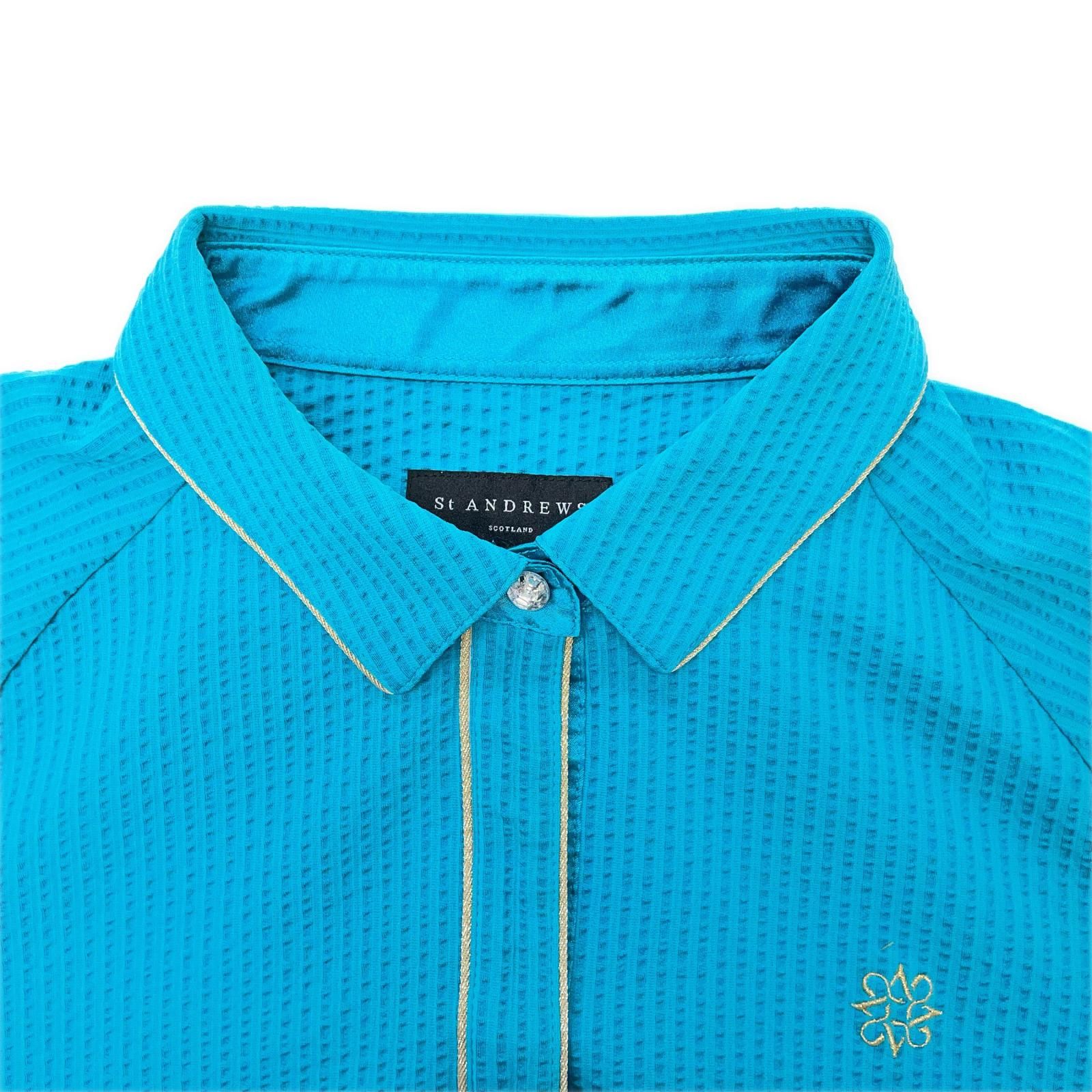St Andrews Scotland ポロシャツ ターコイズブルー 中古 レディース セントアンドリュース StANDREWS 半袖ポロシャツ L