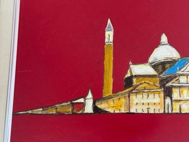 真作 市村 司 ベネチア 風景画 F6号キャンバス 油彩画 油絵 額装 象元