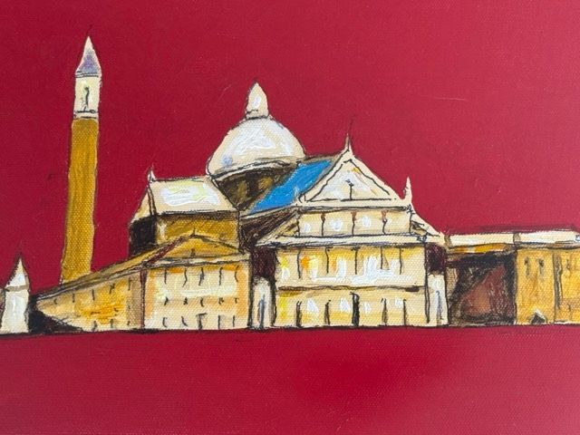 真作 市村 司 ベネチア 風景画 F6号キャンバス 油彩画 油絵 額装 象元