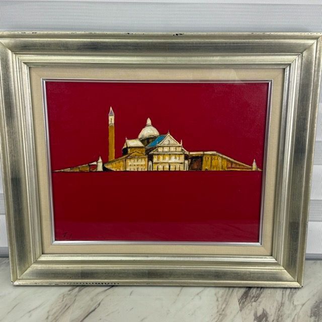 真作 市村 司 ベネチア 風景画 F6号キャンバス 油彩画 油絵 額装 象元