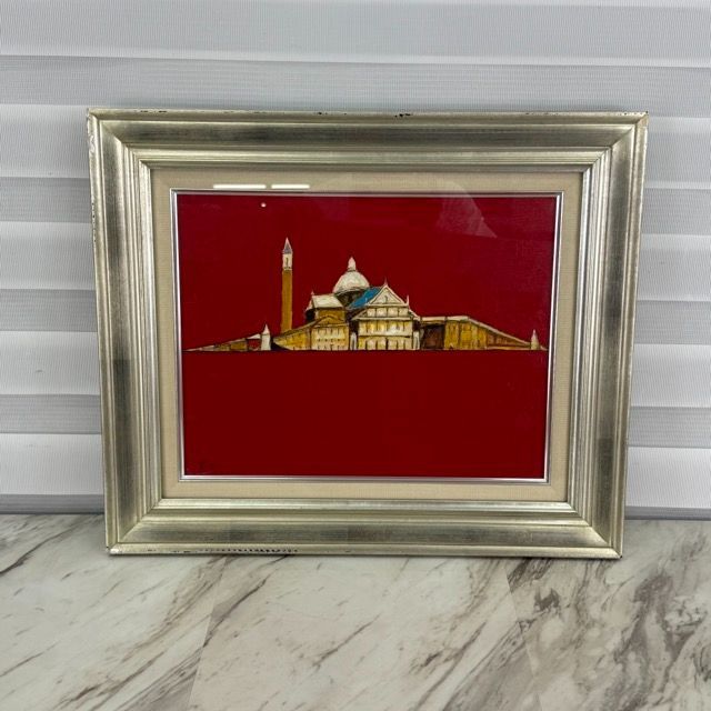 真作 市村 司 ベネチア 風景画 F6号キャンバス 油彩画 油絵 額装 象元