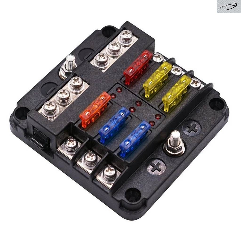 6ポジションヒューズ ホルダー 12V 車用ヒューズ ボックス LED