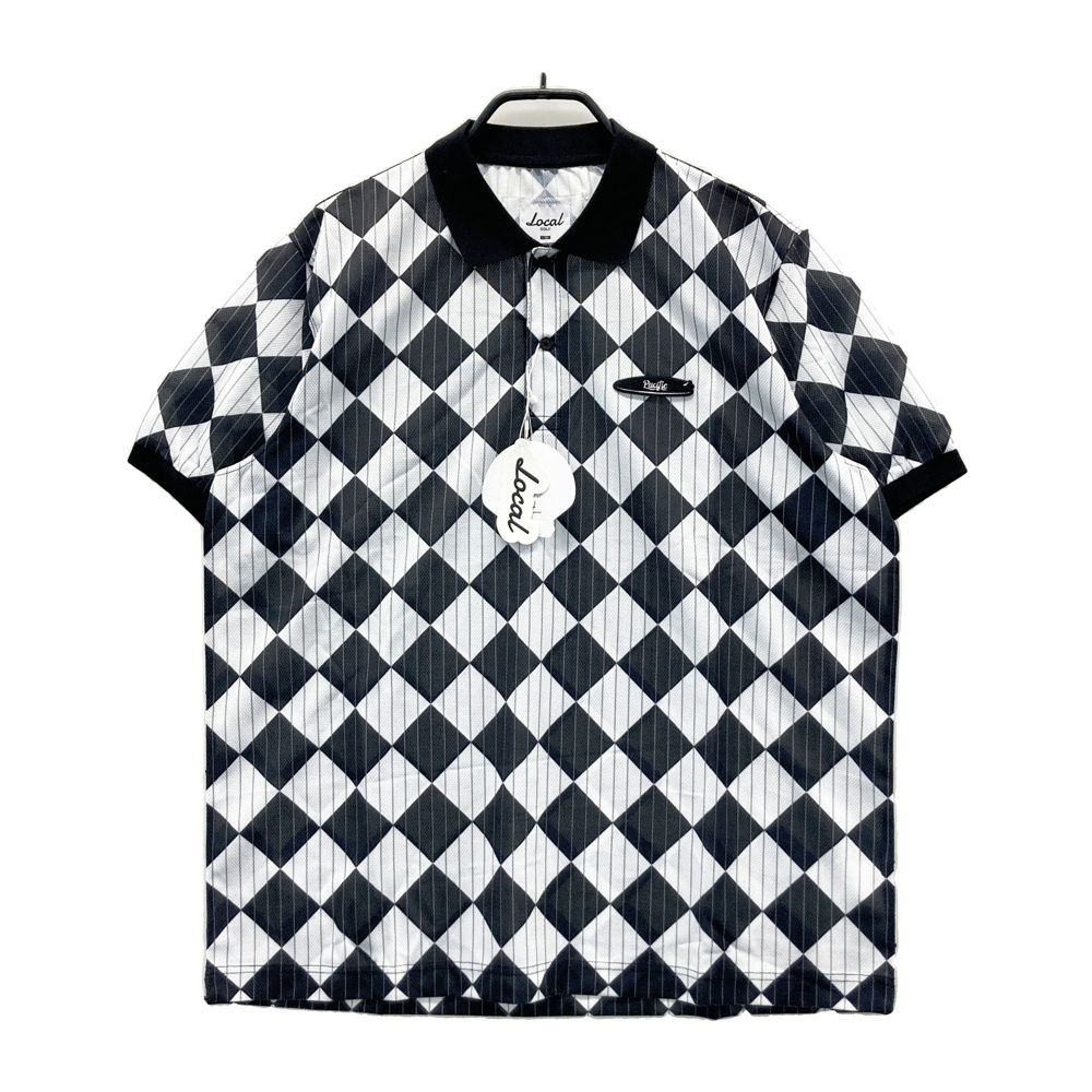 サイズ：L/XL PACIFIC GOLF CLUB　パシフィック ゴルフクラブ ; × Local GOLF 半袖ポロシャツ 総柄 ブラック系 [240101736536] ゴルフウェア メンズ ストスト