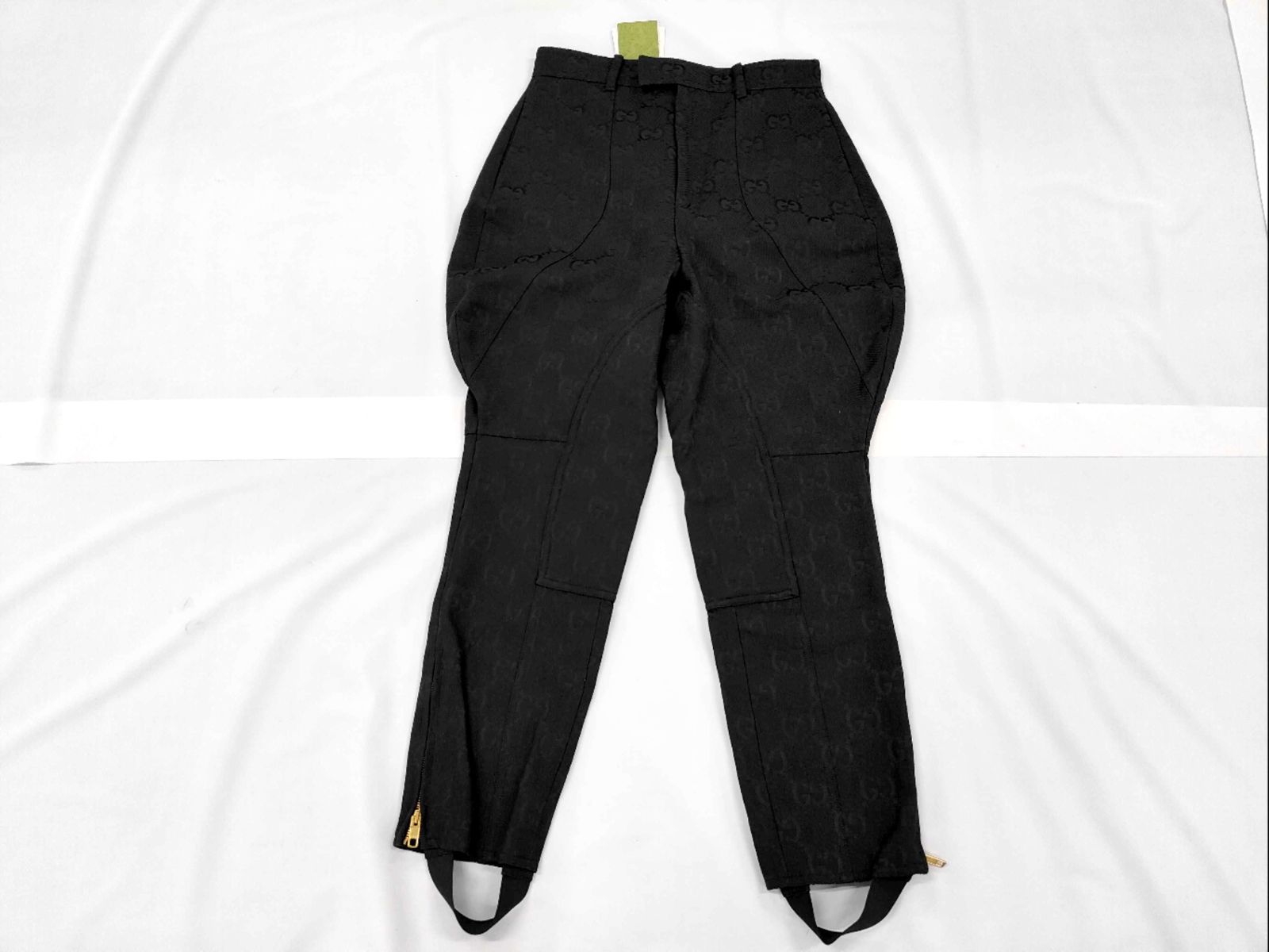 グッチ GUCCI　2022SS　Gロゴジャガード Stirrup 裾ジップ キャンバス変形パンツ 42 ブラック　黒