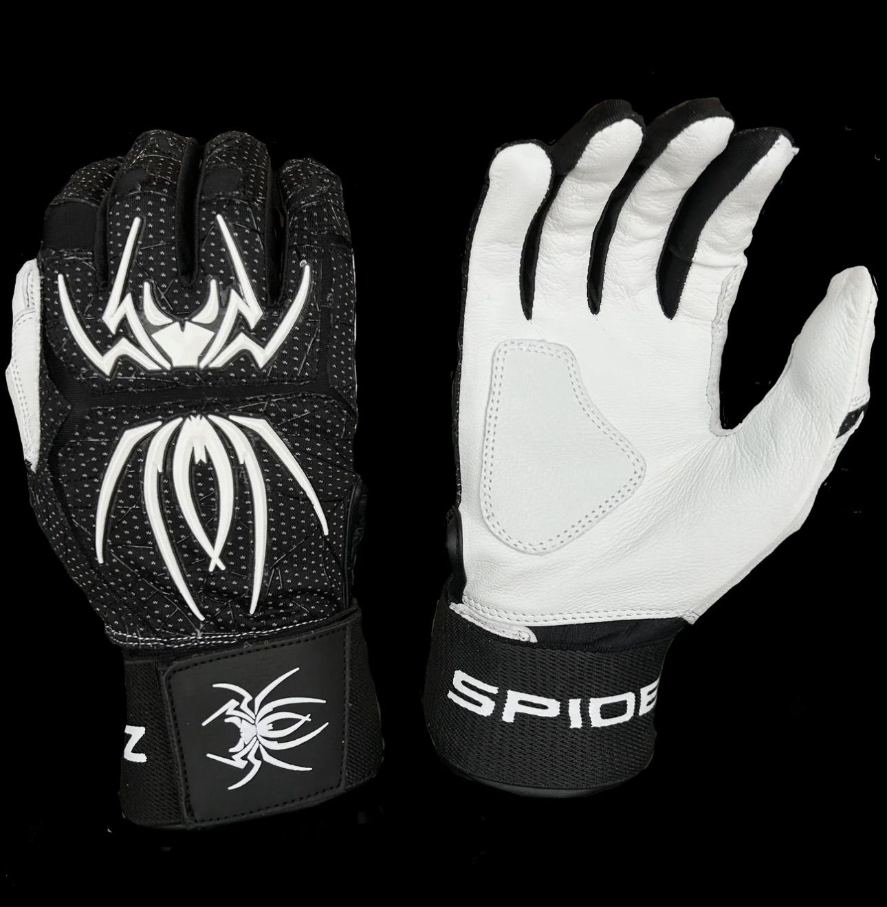 スパイダーズ/Spiders ENDITE X- Long Strap Smooth Palm Batting Gloves - Black/Whit バッティンググローブ ロングストラップ 高フィットモデル