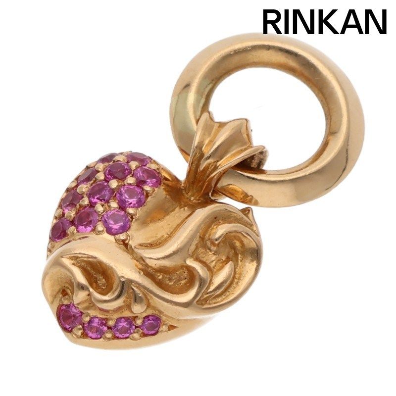 クロムハーツ 22K HEART CHARM P/SAP/ハートチャーム ゴールド/PAVEピンクサファイアネックレストップ メンズ