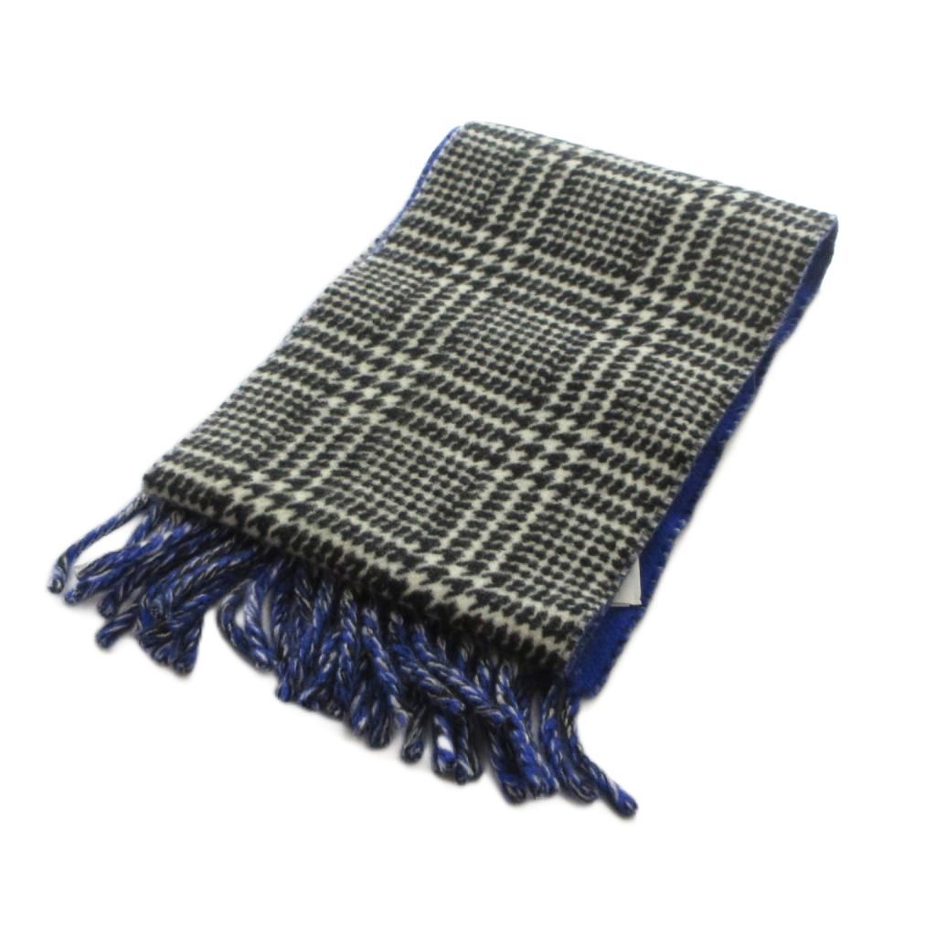 ベルルッティ Berluti マフラー ロゴ フリンジ カシミヤ 青 ブルー 黒