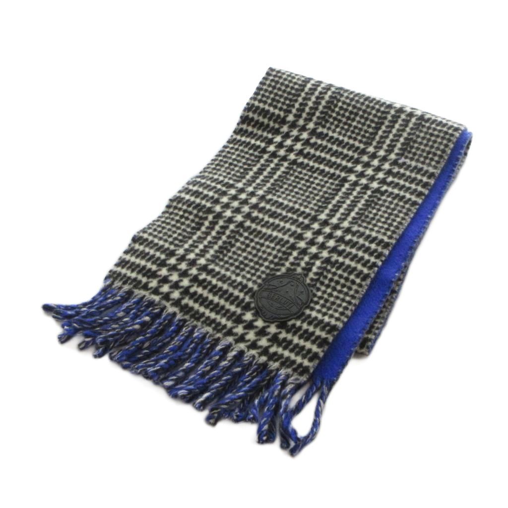 ベルルッティ Berluti マフラー ロゴ フリンジ カシミヤ 青 ブルー 黒