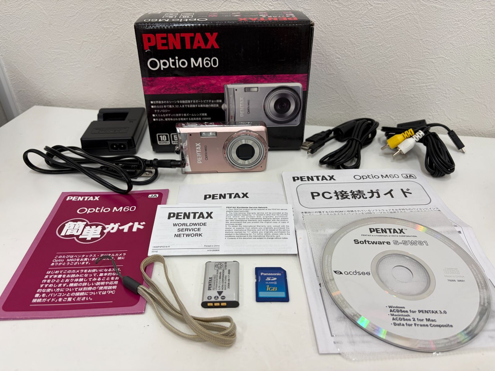 PENTAX Optio M60 本体 デジタルカメラ 標準付属品 SDカード 1GB