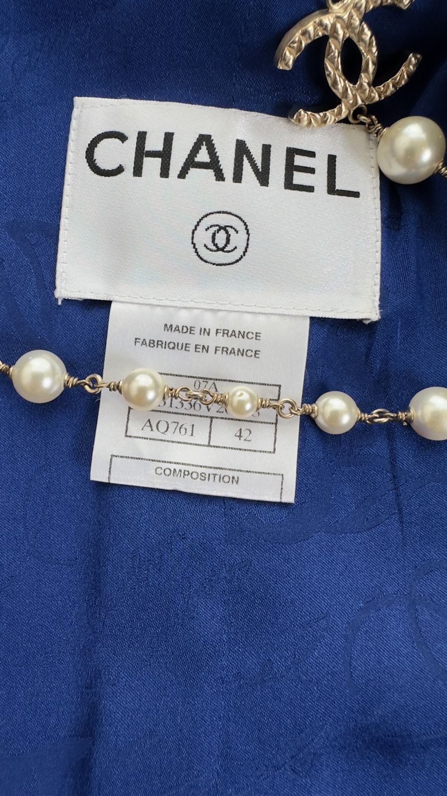 シャネル ジャケット CHANEL ロイヤル ブルー トリミング ココCC