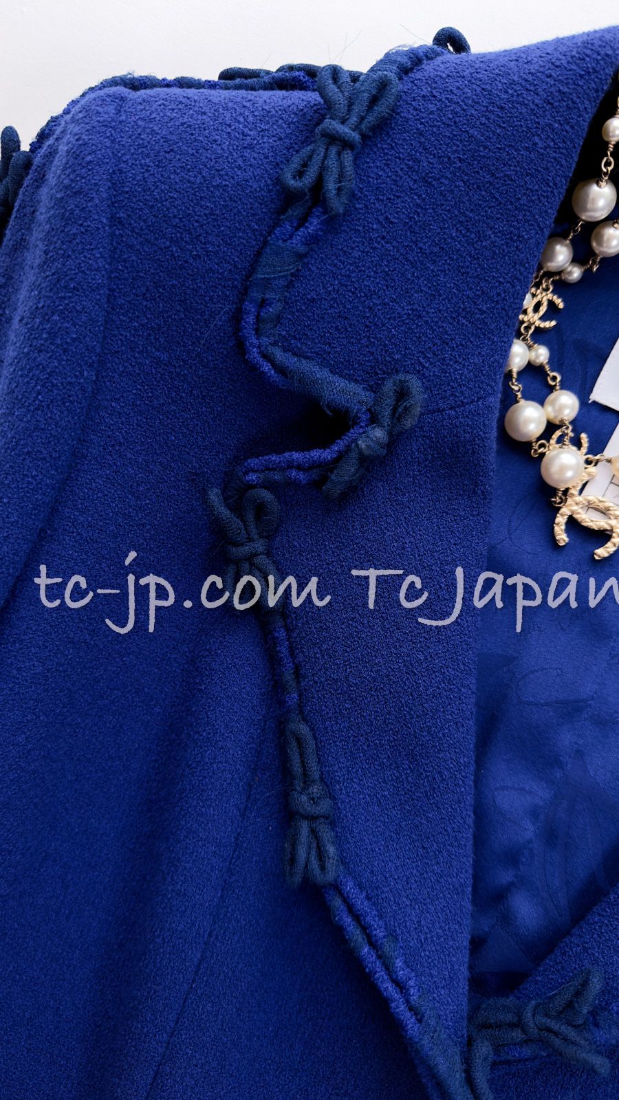 シャネル ジャケット CHANEL ロイヤル ブルー トリミング ココCC