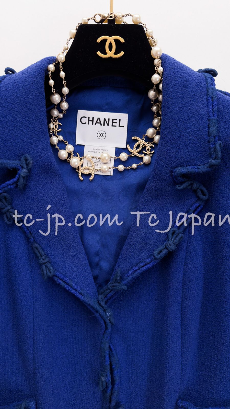 シャネル ジャケット CHANEL ロイヤル ブルー トリミング ココCC