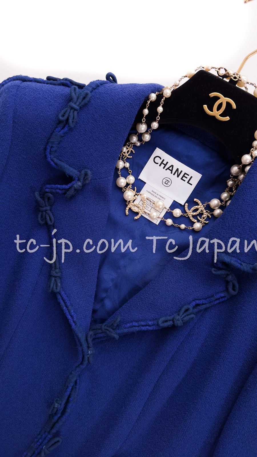 シャネル ジャケット CHANEL ロイヤル ブルー トリミング ココCC
