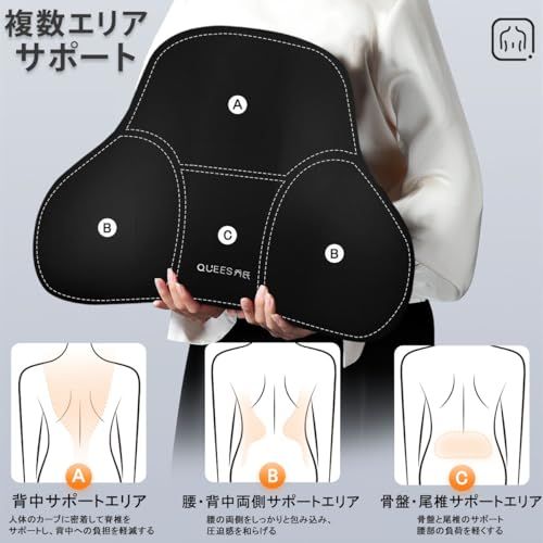 車 腰クッション ランバーサポート ヘッドレスト ネックサポート 疲労対策 背もたれ メモリーコットン 内部のメモリーフォームで 低反発 腰枕 通気性 取り付け簡単 洗濯可能 長時間運転 車中泊 車用品 ファッション 旅行 オフィスチェア 自宅用 (ブラッas