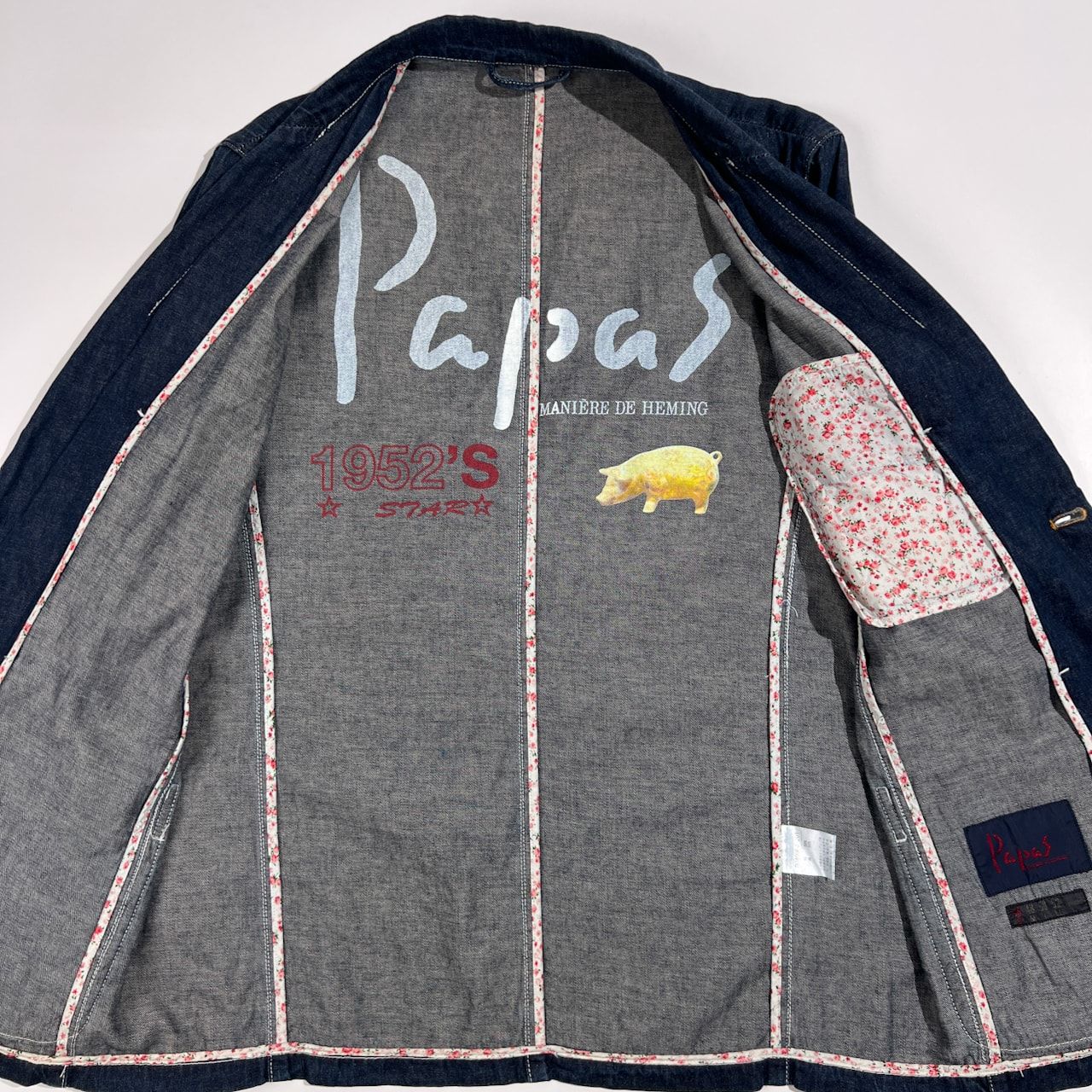 リネン混 Papas パパス デニム カバーオール ジャケット 46