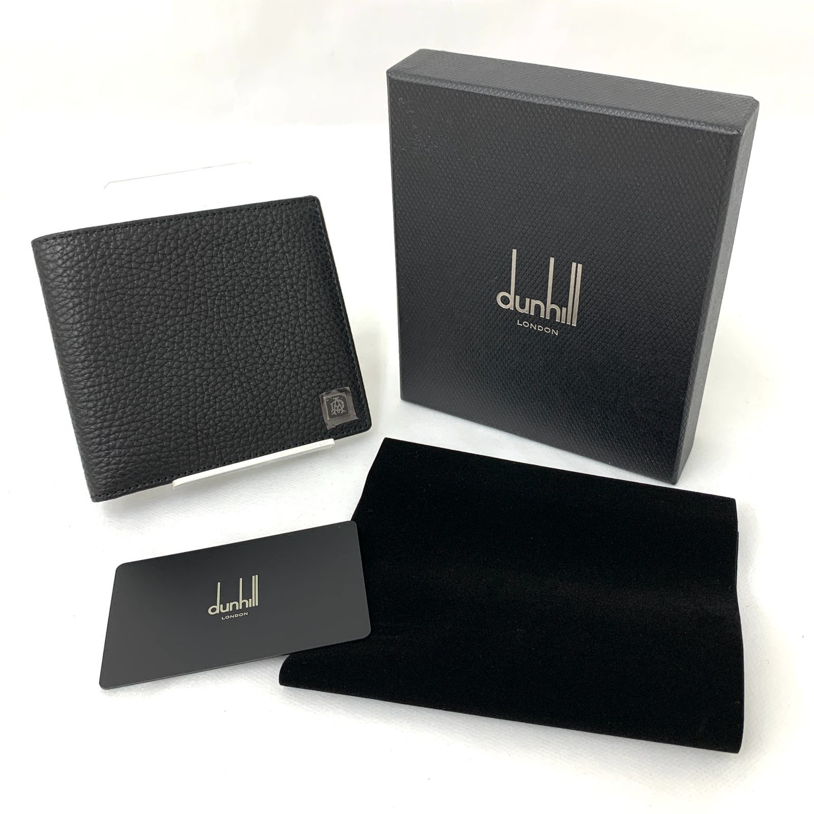 A0717 新品未使用！ dunhill ダンヒル BOURDON ボードン 二つ折り財布 コンパクトウォレット 札入れ メンズ ブラック レザー