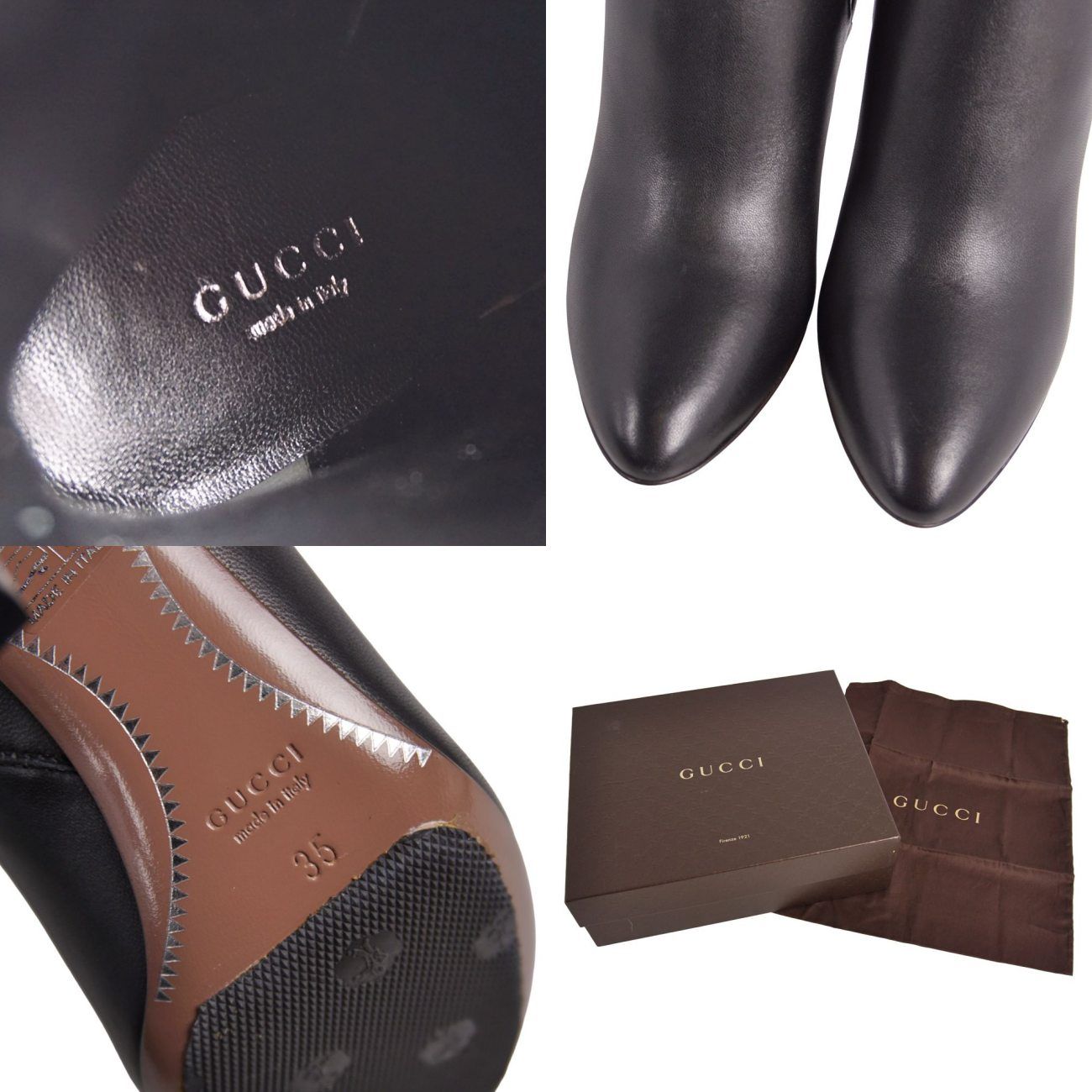 未使用 グッチ GUCCI ブーツ ショートブーツ サイドファスナー レザー