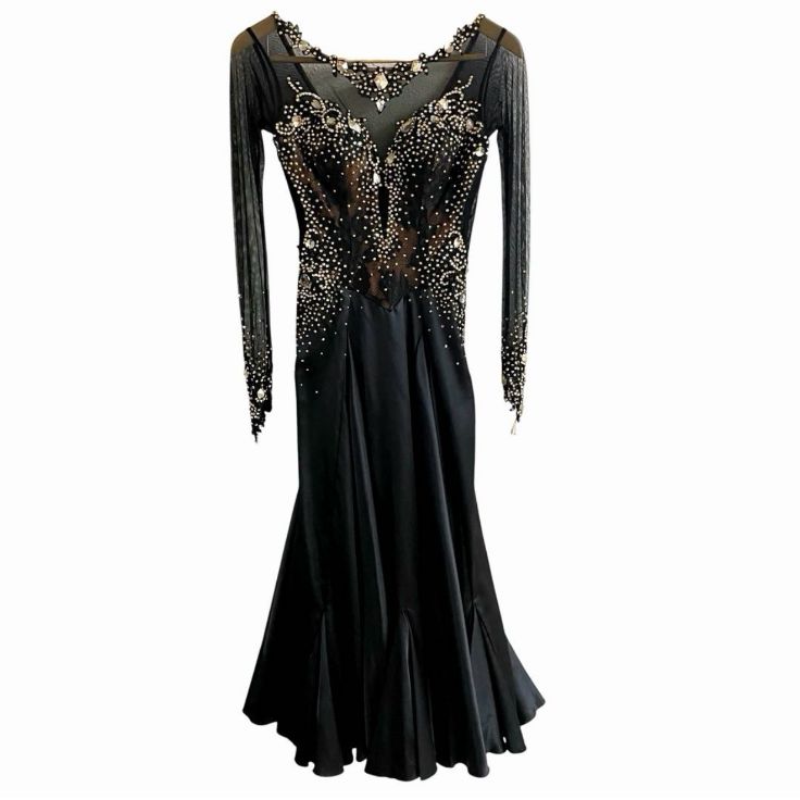 【⭐️ヤナギダダンスウェア】黒ラテンワンピース1931 YANAGIDA DANCE WEAR ヤナギダ ダンス ウェア 社交ダンス ドレス